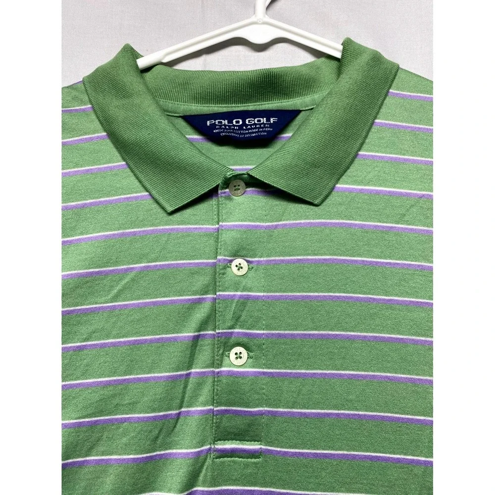 Polo Golf Ralph Lauren Polo Shirt Mens XL Green Purple Striped Performance